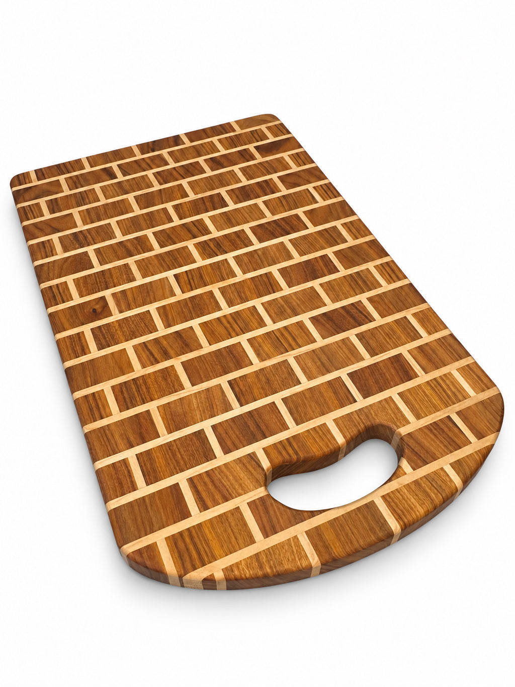 17.5” Brick Pattern Cutting Board – Canarywood & Hard Maple