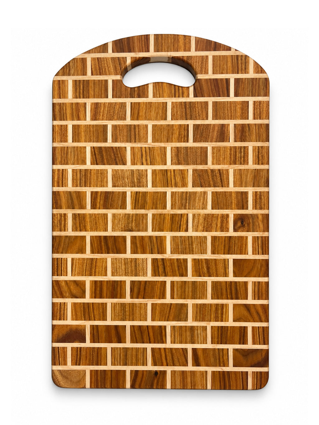 17.5” Brick Pattern Cutting Board – Canarywood & Hard Maple