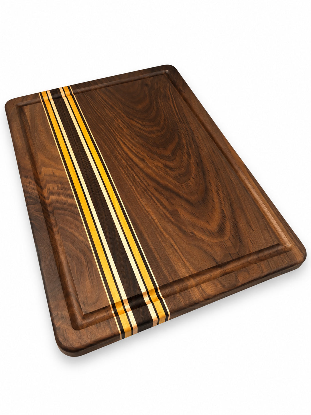 Black Walnut & Exotic Hardwood Cutting Board with Juice Groove – 18” × 12”