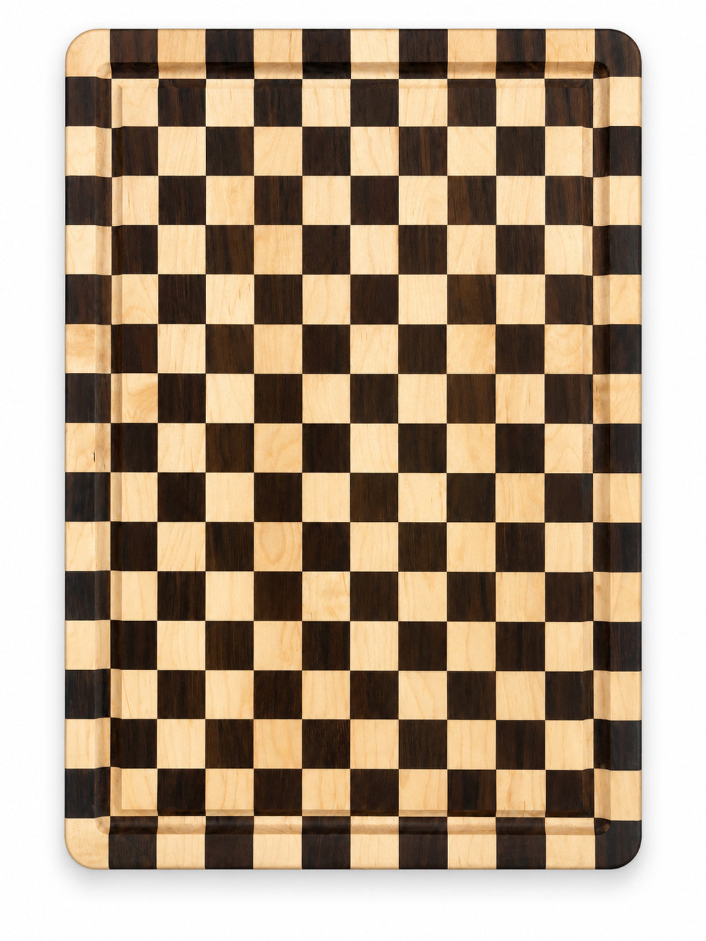 Peruvian Walnut & Hard Maple Checkered Cutting Board – 18” × 12”