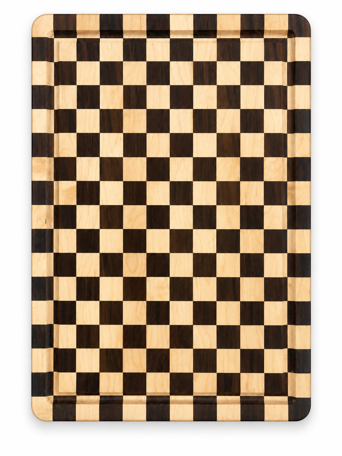Peruvian Walnut & Hard Maple Checkered Cutting Board – 18” × 12”