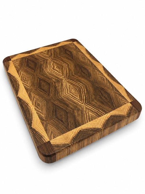 12.5” End Grain Cutting Board – Black Limba & Wengé