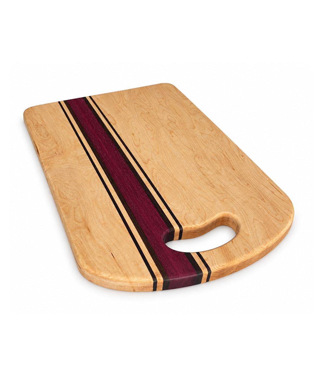 14” x 9.5” Handcrafted Cutting Board – Maple, Purpleheart & Wengé