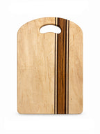 14” x 9.5” Handcrafted Cutting Board – Maple, Zebrawood & Wengé