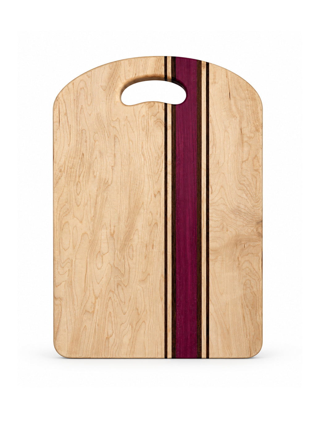 14” x 9.5” Handcrafted Cutting Board – Maple, Purpleheart & Wengé