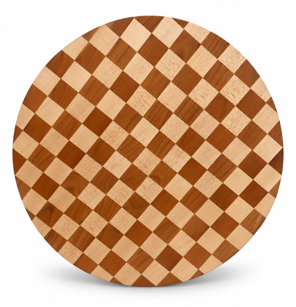 14” Handcrafted Checkered Lazy Susan – Cherry & Maple