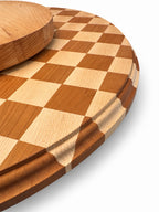 14” Handcrafted Checkered Lazy Susan – Cherry & Maple