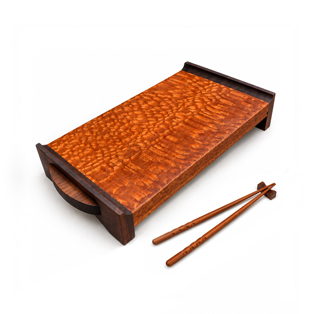 11” Handcrafted Sushi Board Set – Leopardwood & Peruvian Walnut